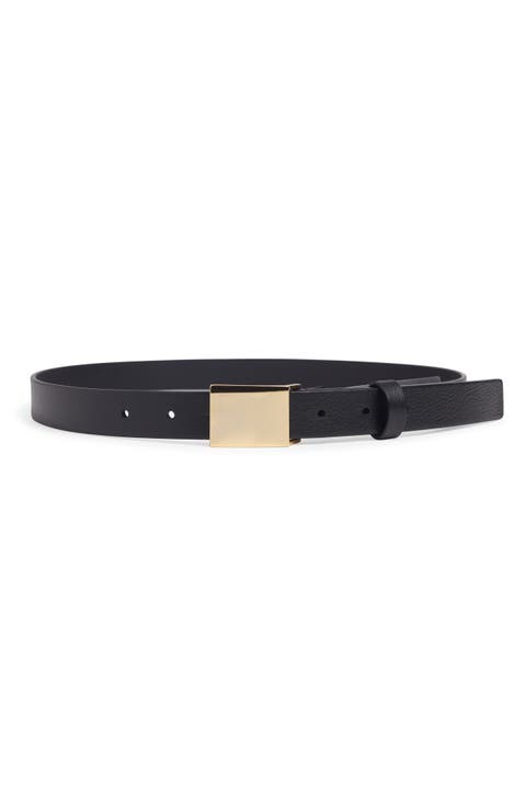 Plaque Buckle Leather Belt