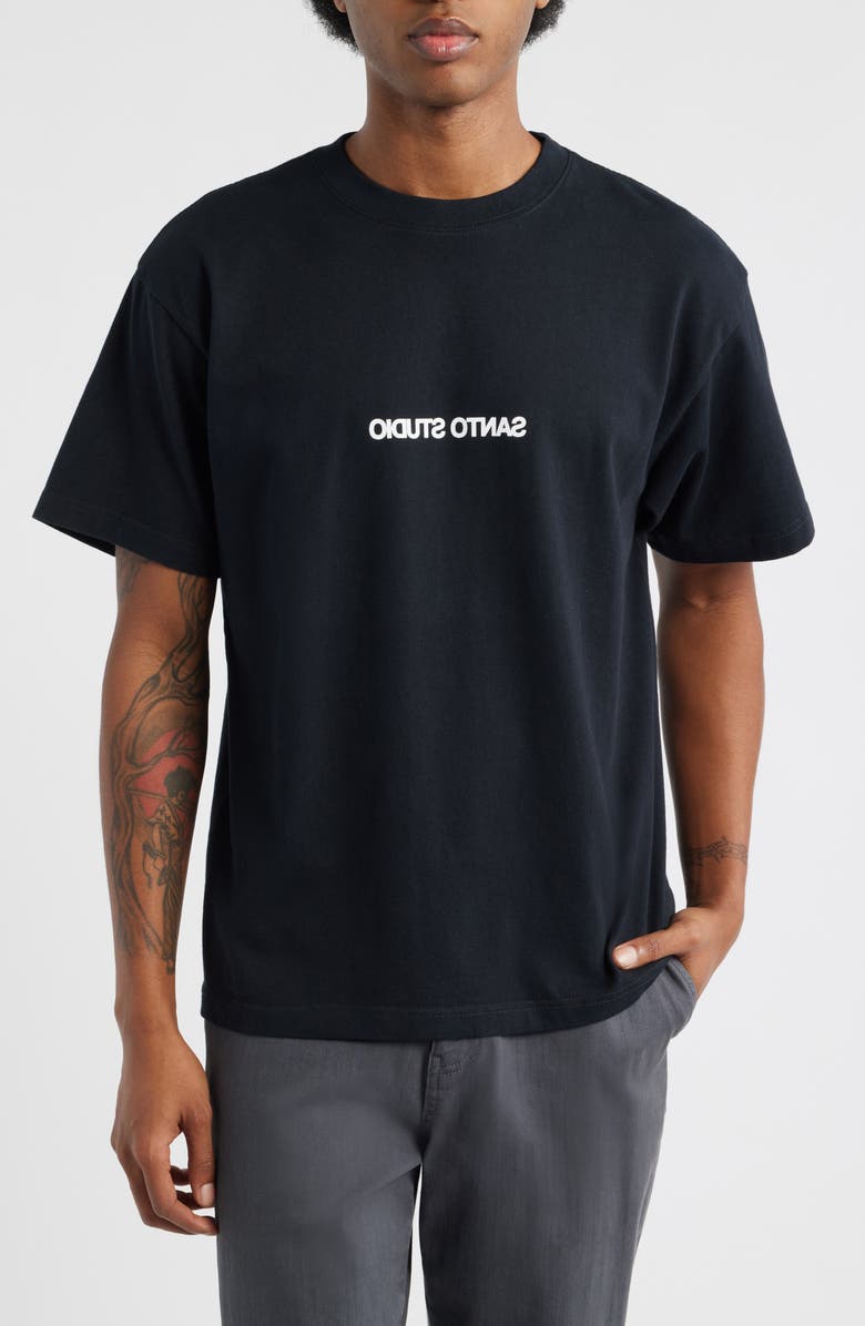 SANTO STUDIO Reverse Logo Graphic T-Shirt, Main, color, Black