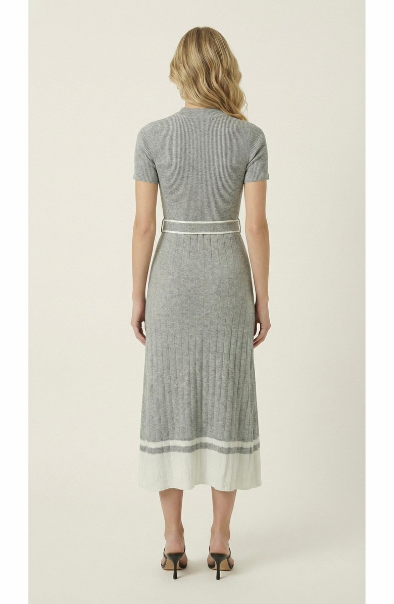 Modenaire Ribbed Knit Tie Waist Midi Dress, Alternate, color, Heather Grey