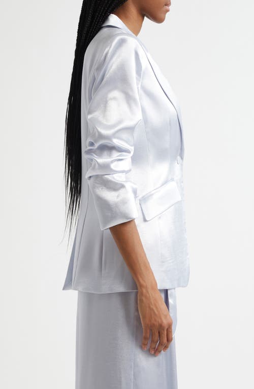 Cinq À Sept Cheyenne Hammered Satin Scrunch Sleeve Jacket In Silver