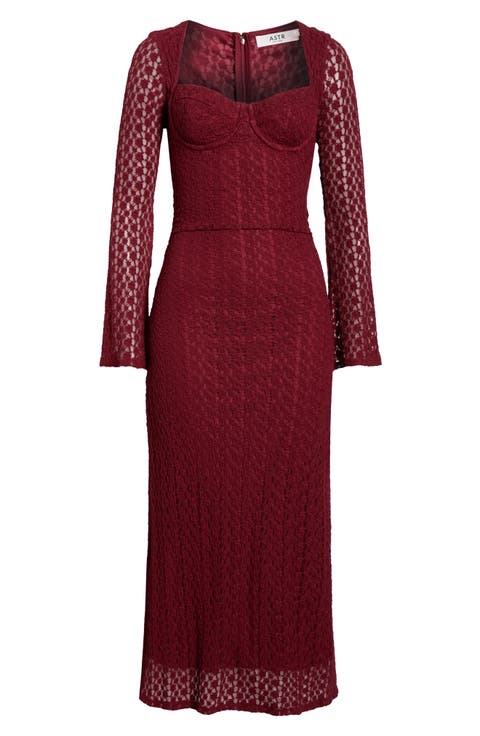 Tamia Long Sleeve Lace Midi Dress