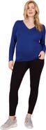 MOTHERHOOD MATERNITY V-Neck Side-Ruched Maternity Long Sleeve Tee