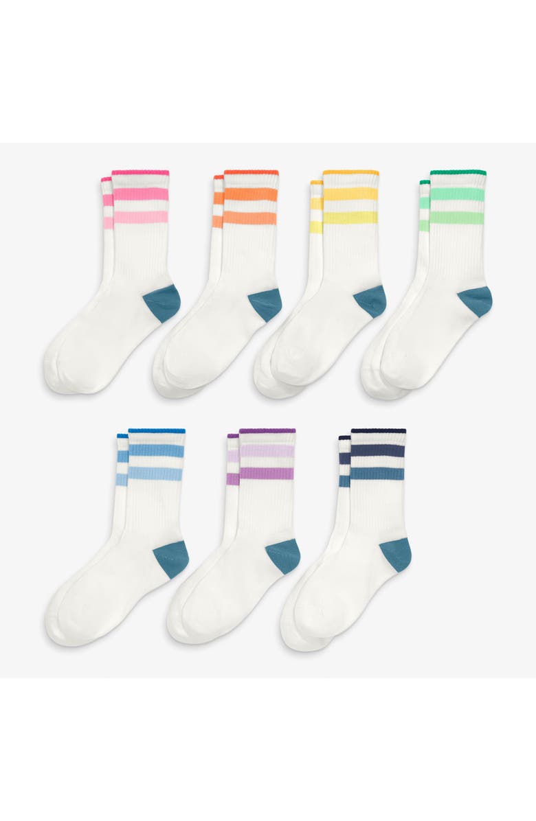 Primary Kids Rainbow Ringer Athletic Sock 7-Pack, Alternate, color, Tonal Rainbow Mix