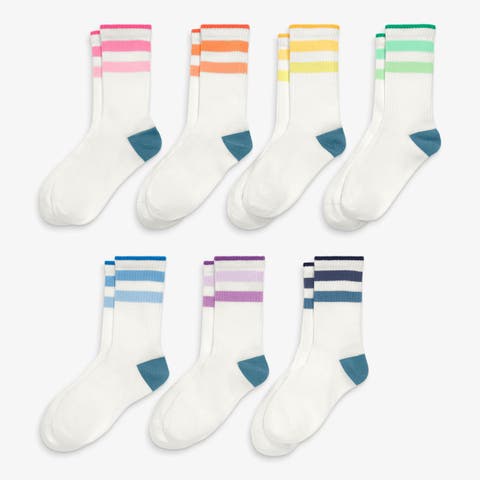 Kids Rainbow Ringer Athletic Sock 7-Pack
