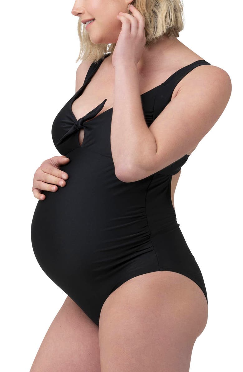 Ripe Maternity Tie Front One Piece, Alternate, color, Black