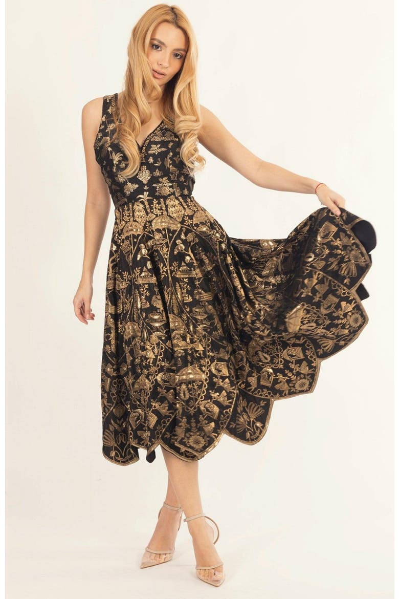Sablora Jacquard Midi Dress, Alternate, color, Black
