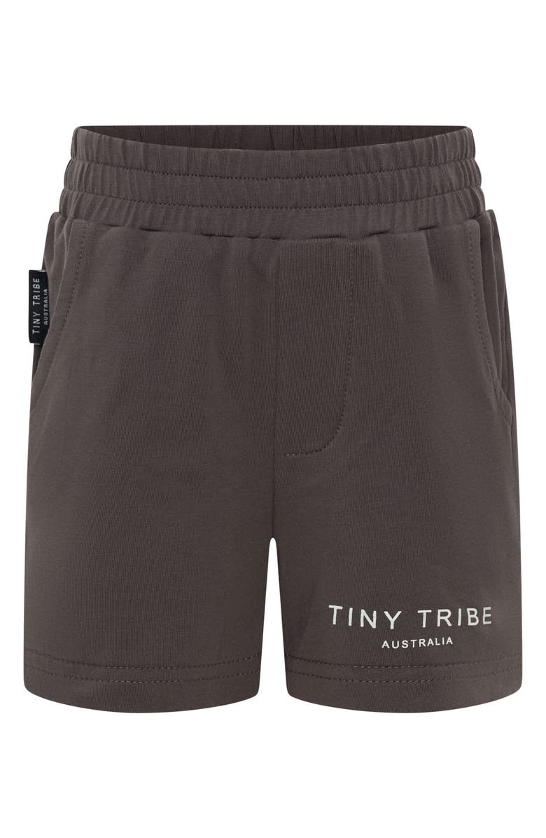 TINY TRIBE Kids' Core Cotton Knit Shorts, Main, color, Charcoal