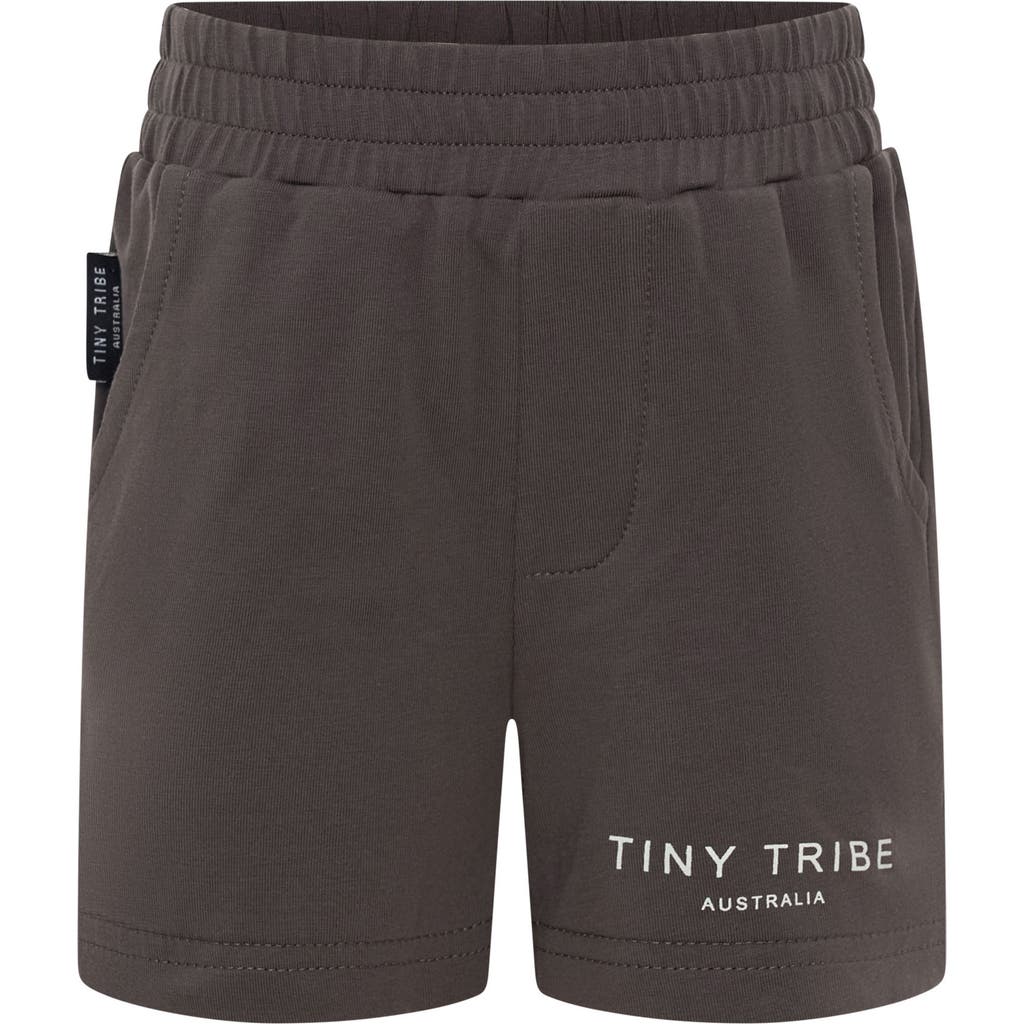 Tiny Tribe Kids' Core Cotton Knit Shorts In Charcoal