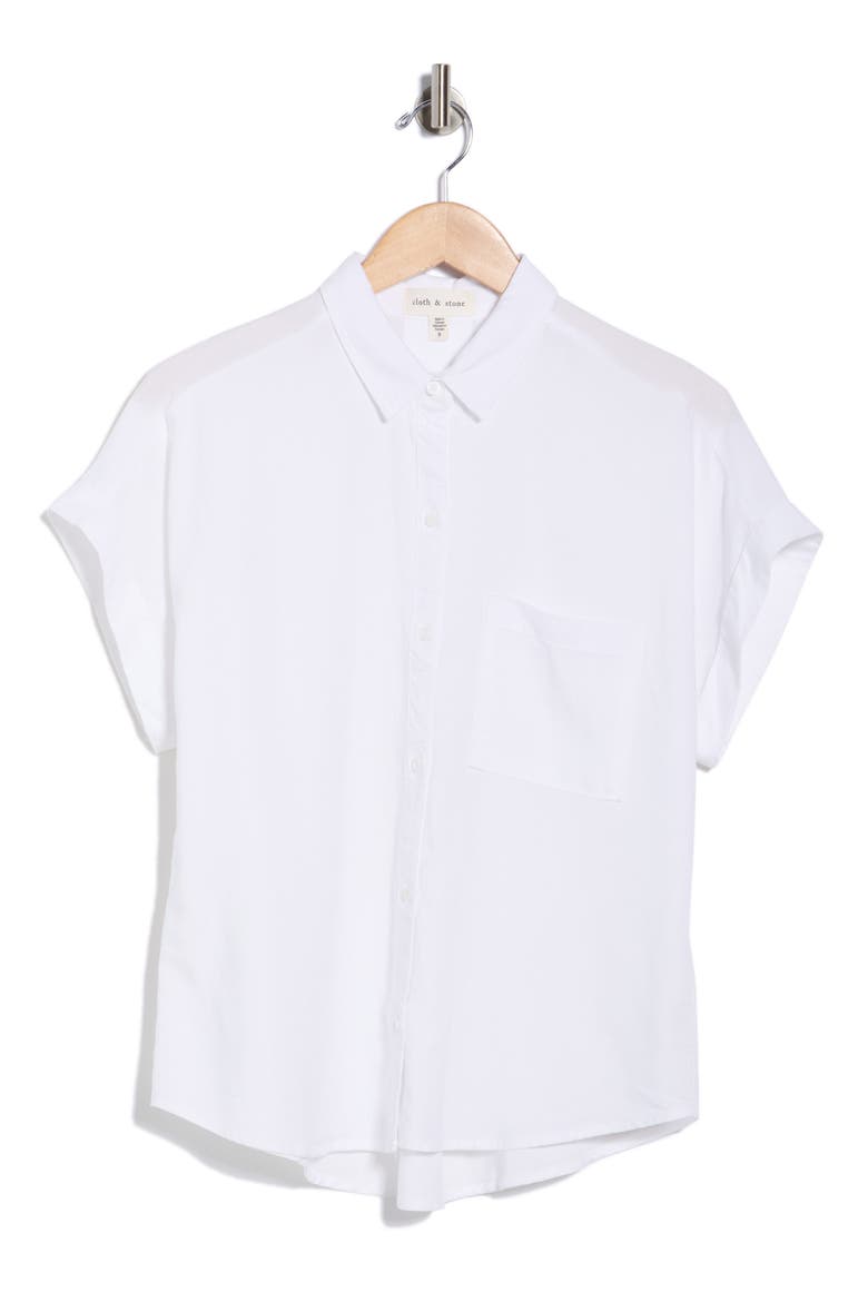 Short Sleeve Button-Up Shirt, Main, color, WHITE