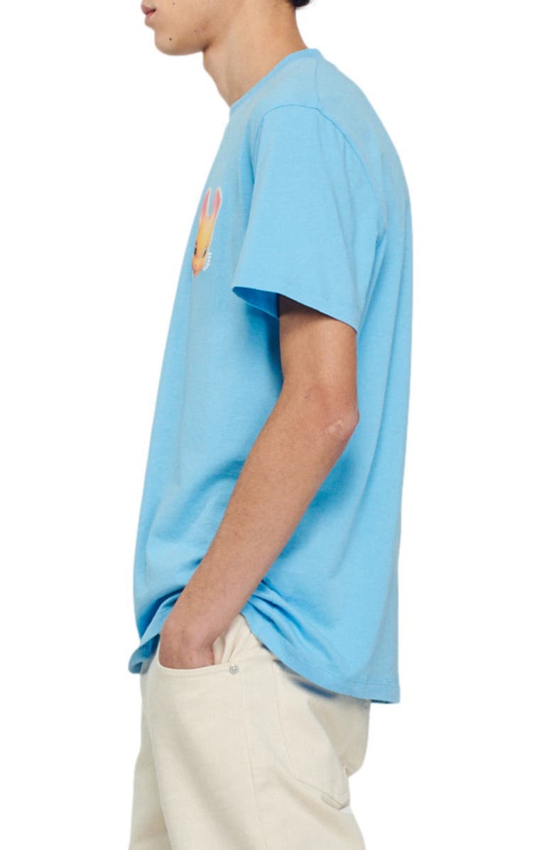 SANDRO Rabbit Cotton Graphic Logo Tee, Alternate, color, Bleu Clair