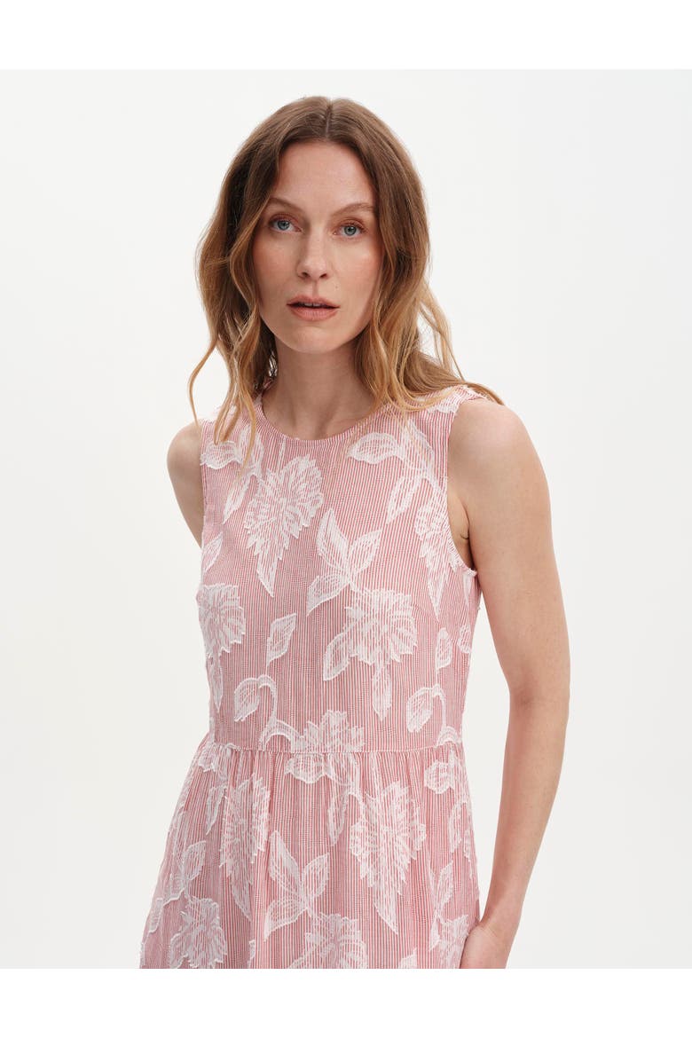 Hollie Sleeveless Tiered Midi Dress, Alternate, color, Red Floral Stripe