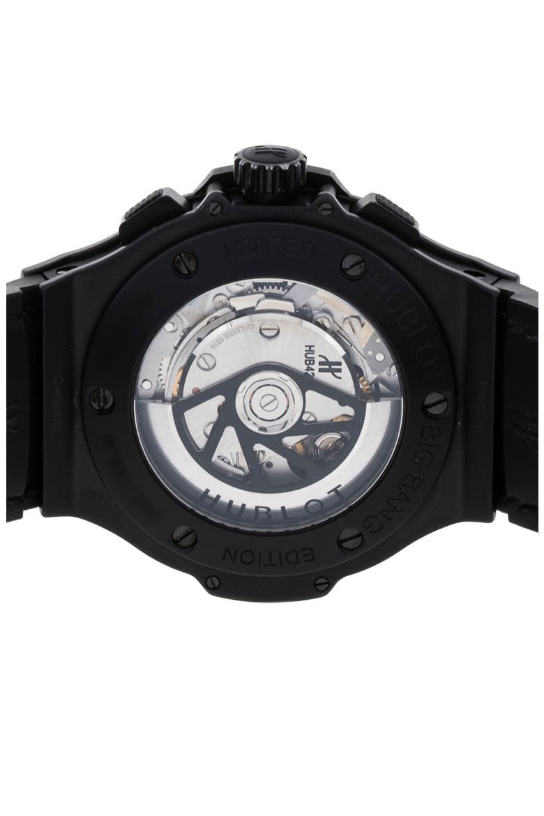 Hublot Preowned 2017 Big Band Automatic Leather Strap Watch, 44mm, Alternate, color, BLACK