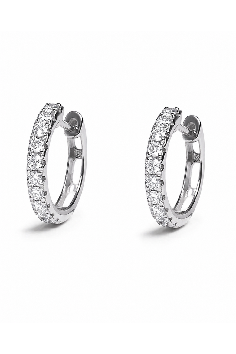 White Bold Diamond Huggies, Main, color, White Gold
