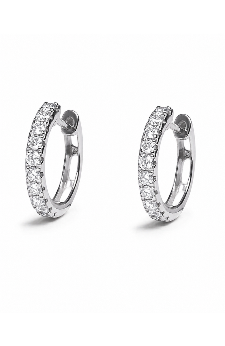 ZARUX White Bold Diamond Huggies, Main, color, White Gold