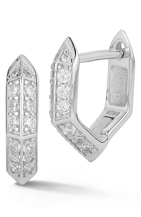 Pavé Hexagon Hoop Earrings