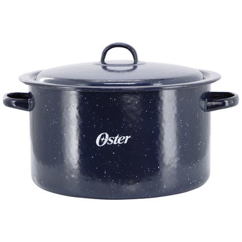 Oster Castillo 11 Quart Enamel On Steel Stock Pot With Lid In Blue