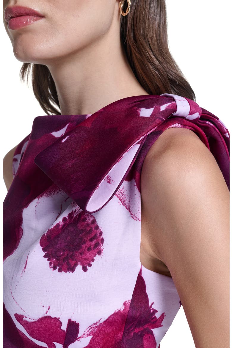 Floral Side Tie Sheath Dress, Alternate, color, AUBERGINE MULTI