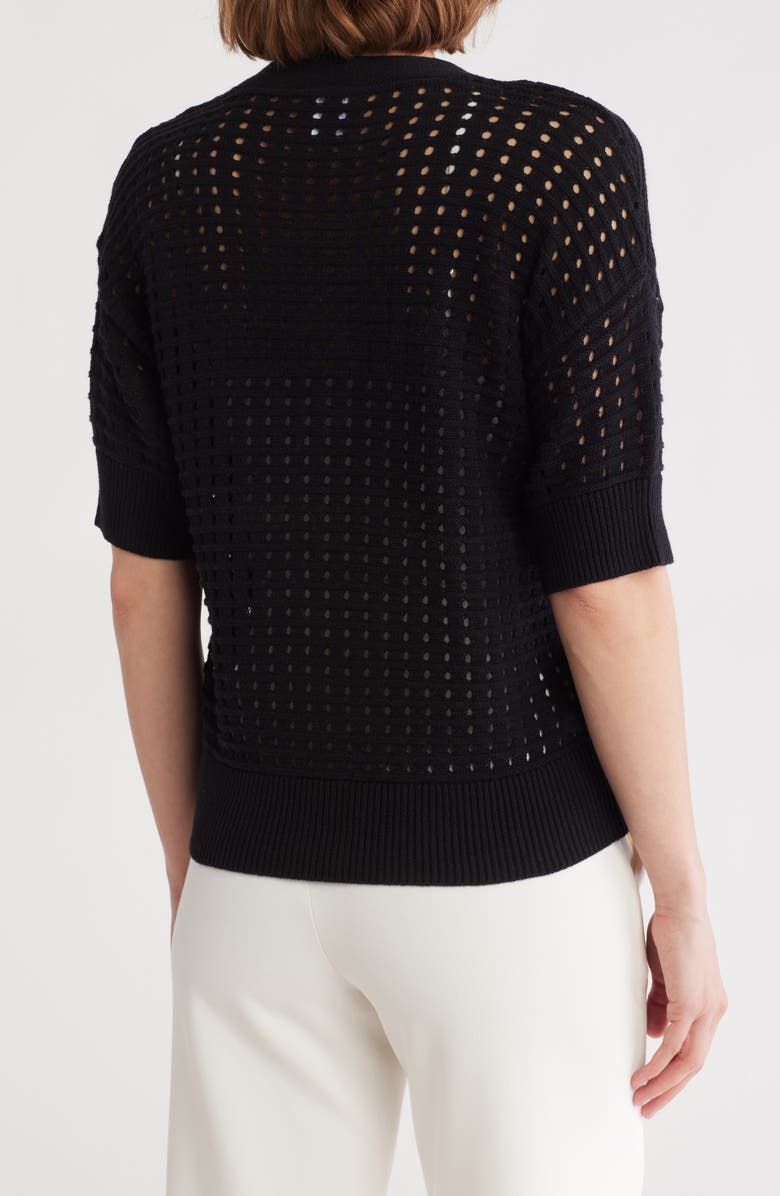 Melrose and Market Cotton Short Sleeve Cardigan, Alternate, color, Black