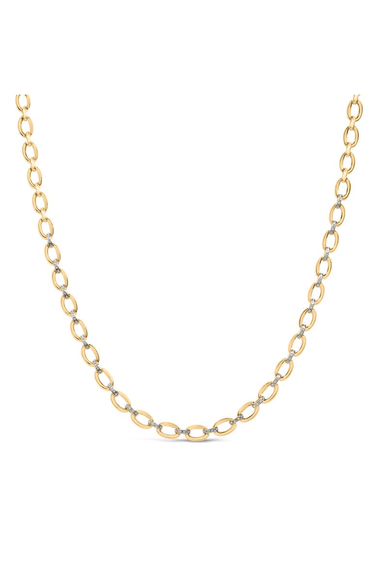 Gold Vermeil 1/4 Cttw Diamond Bold Oval Link Necklace, Main, color, Silver