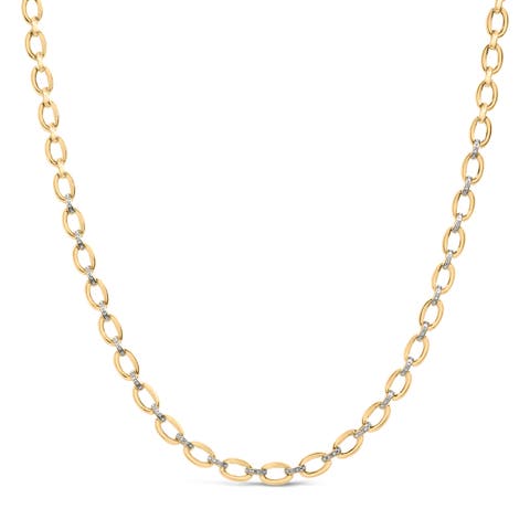 Gold Vermeil 1/4 Cttw Diamond Bold Oval Link Necklace