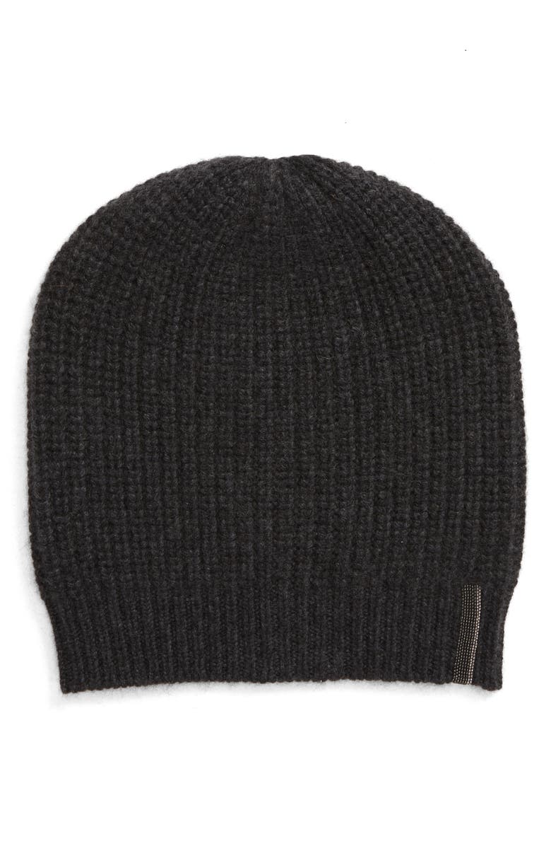 Brunello Cucinelli Cashmere Rib Beanie, Main, color, 