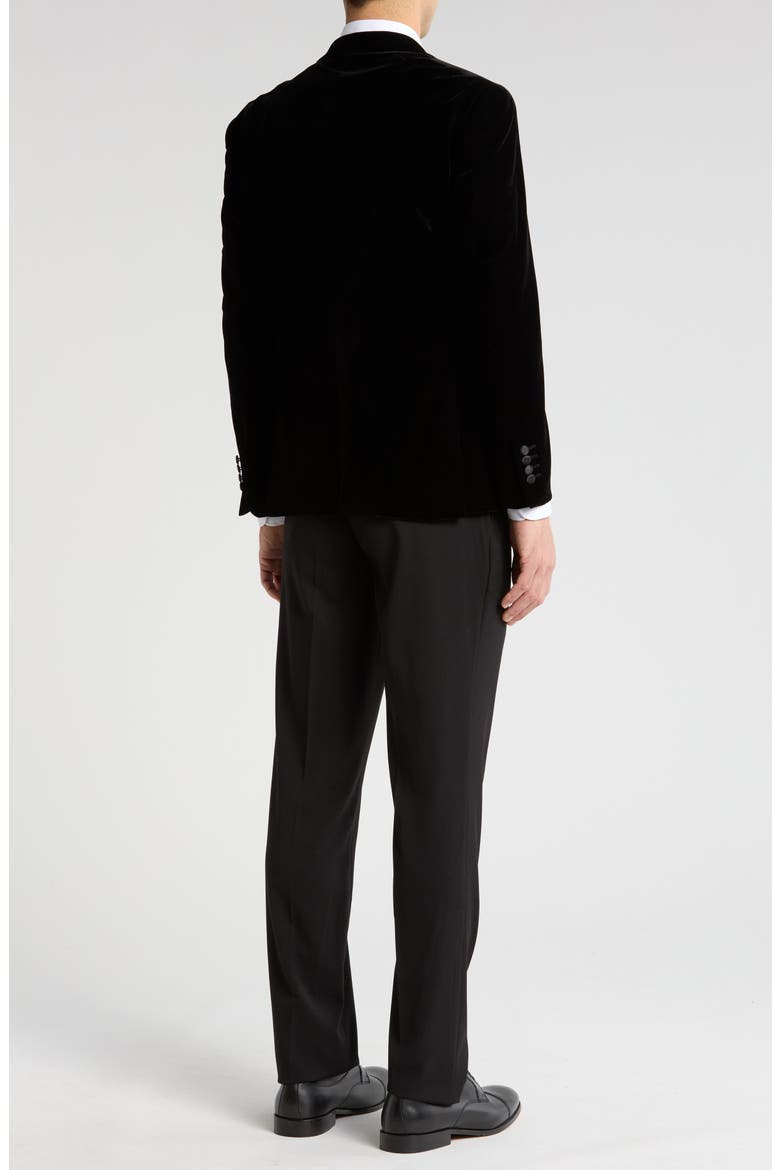 Two-Piece Velvet Birdseye Lapel Slim Fit Tuxedo, Alternate, color, BLACK