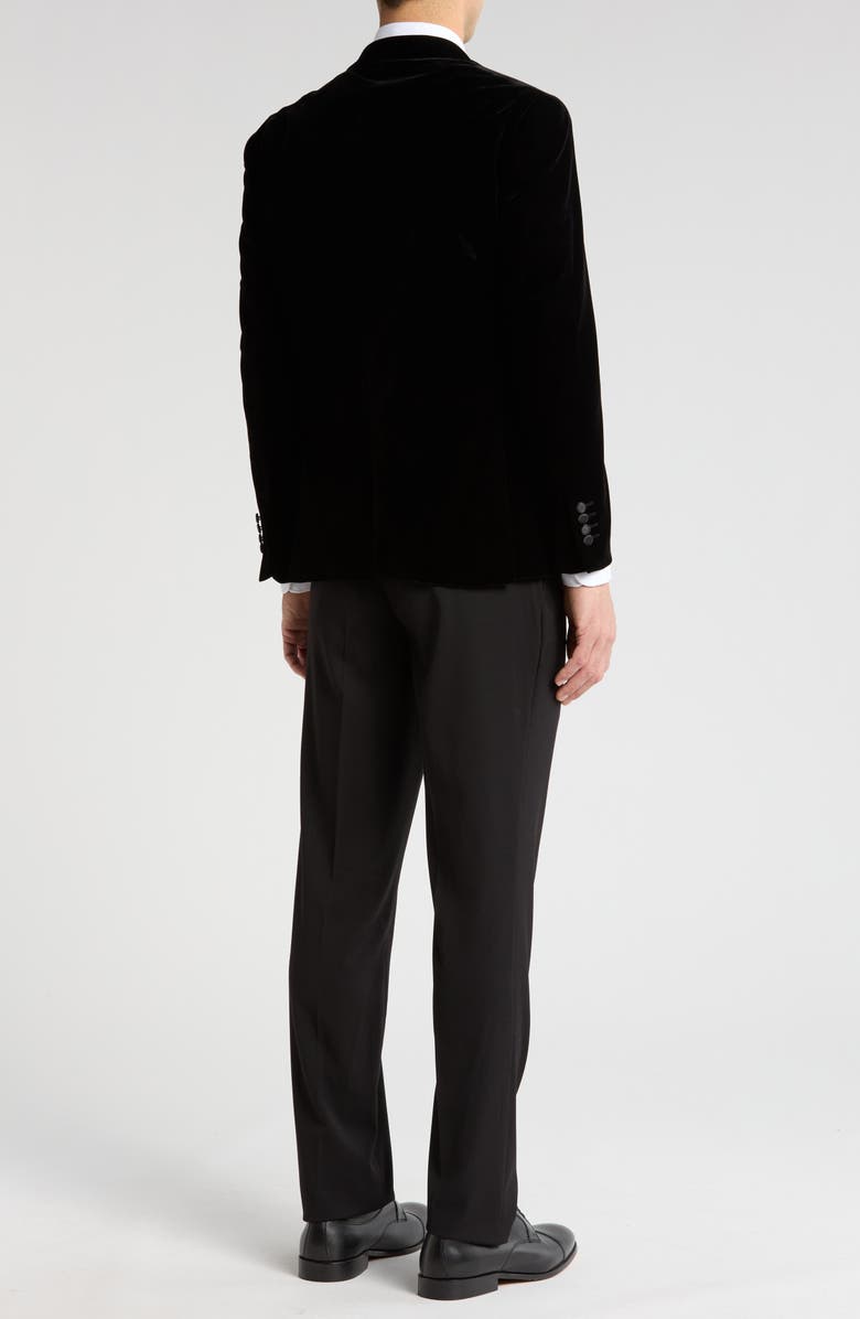 Gino Vitale Two-Piece Velvet Birdseye Lapel Slim Fit Tuxedo, Alternate, color, Black