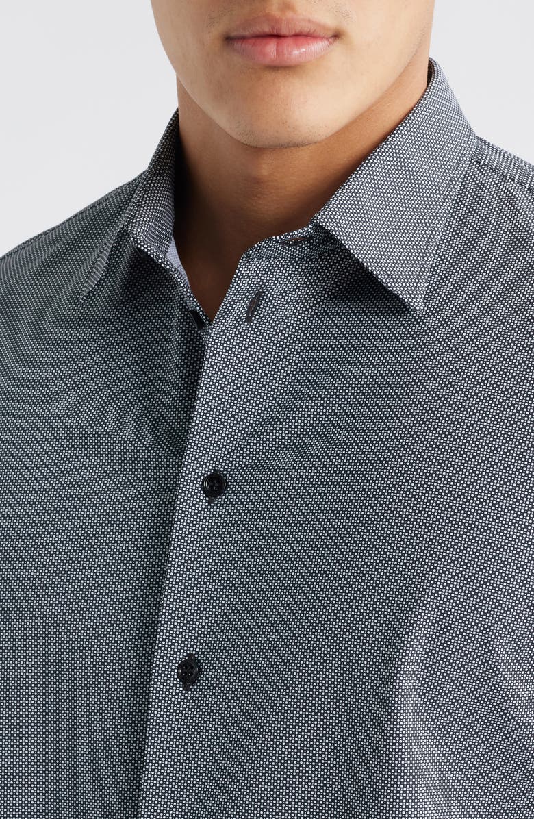 Emporio Armani Microdot Button-Up Shirt, Alternate, color, Solid Black
