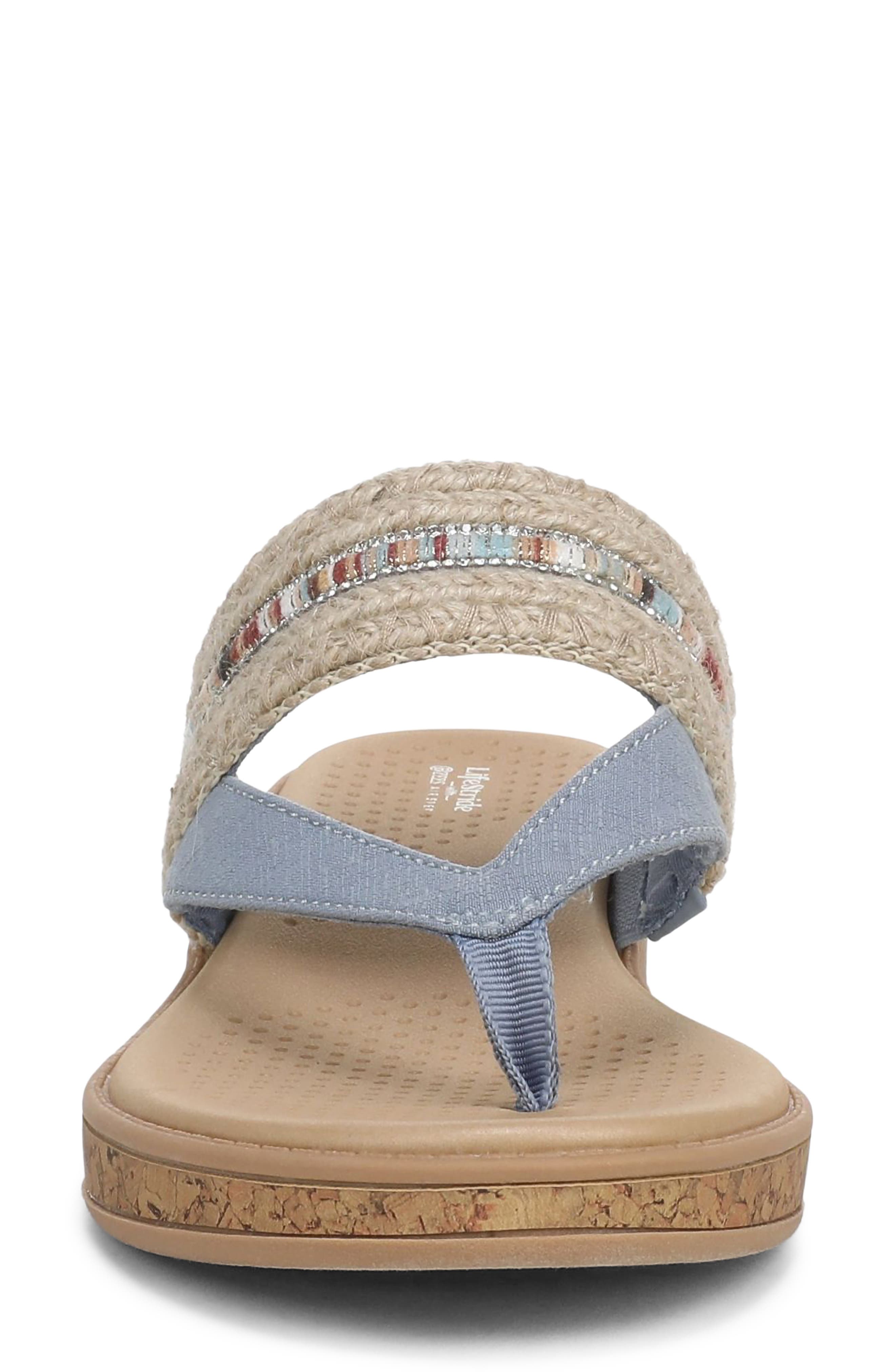 Birdie Wedge Flip Flop, Alternate, color, NATURAL TAN/ BLUE MULTI