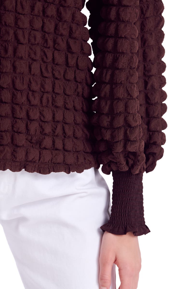 Endless Rose Smocked Turtleneck Top, Alternate, color, Brown