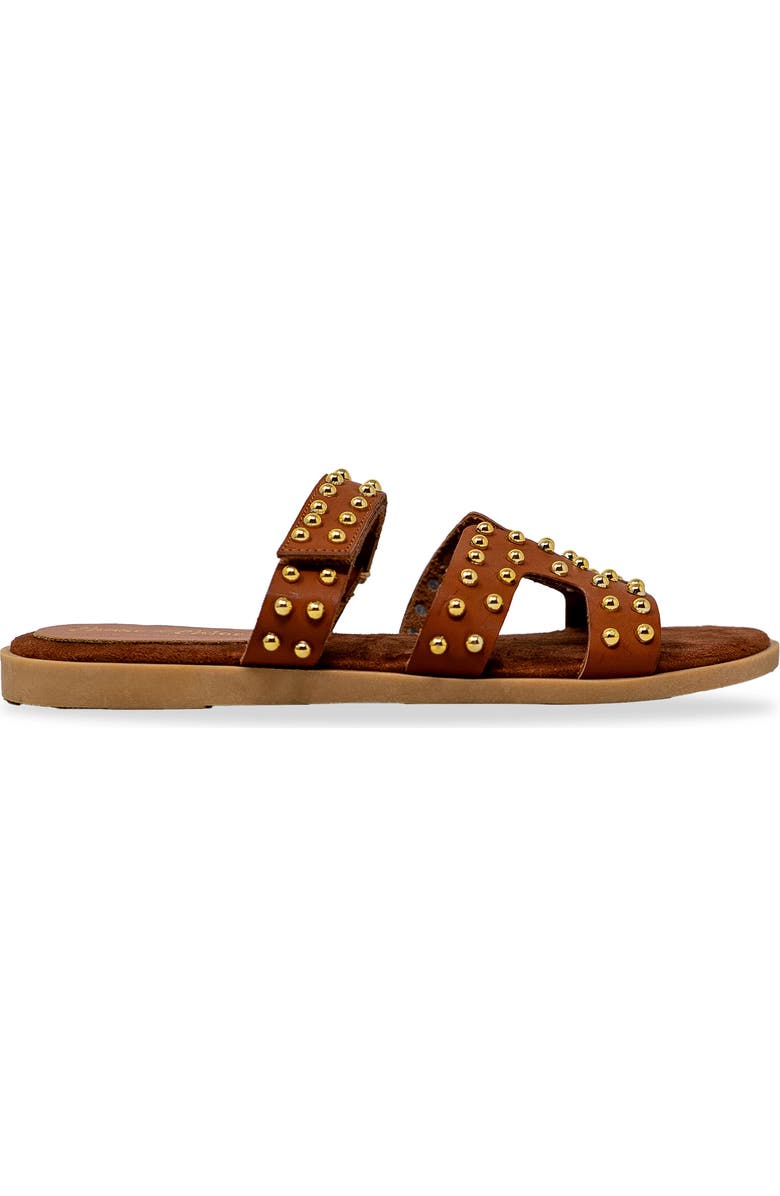 CHASE AND CHLOE Khari Studded Slide Sandal, Alternate, color, Tan