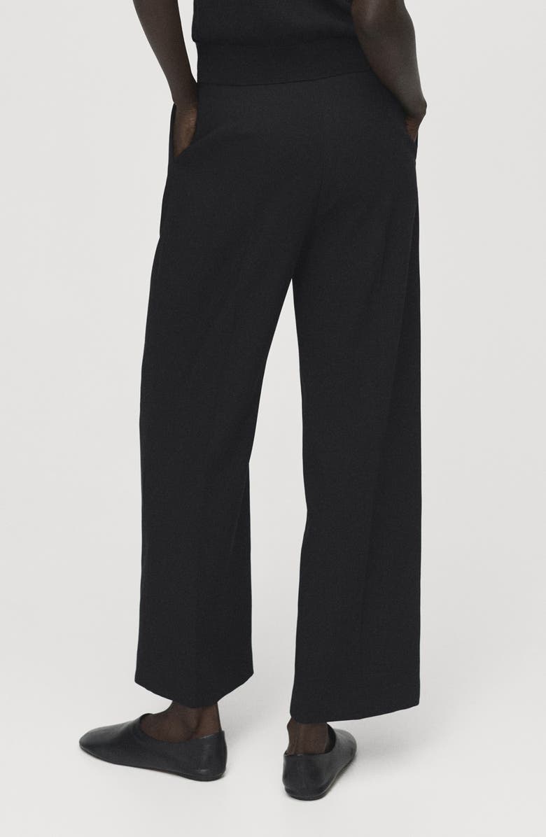 MANGO Pleated Straight Leg Pants, Alternate, color, Black
