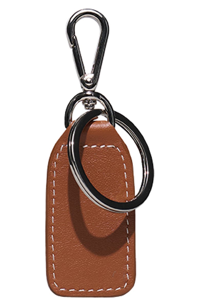 Lié Studio The Gaby Leather Tag Key Ring, Alternate, color, Toffee Brown