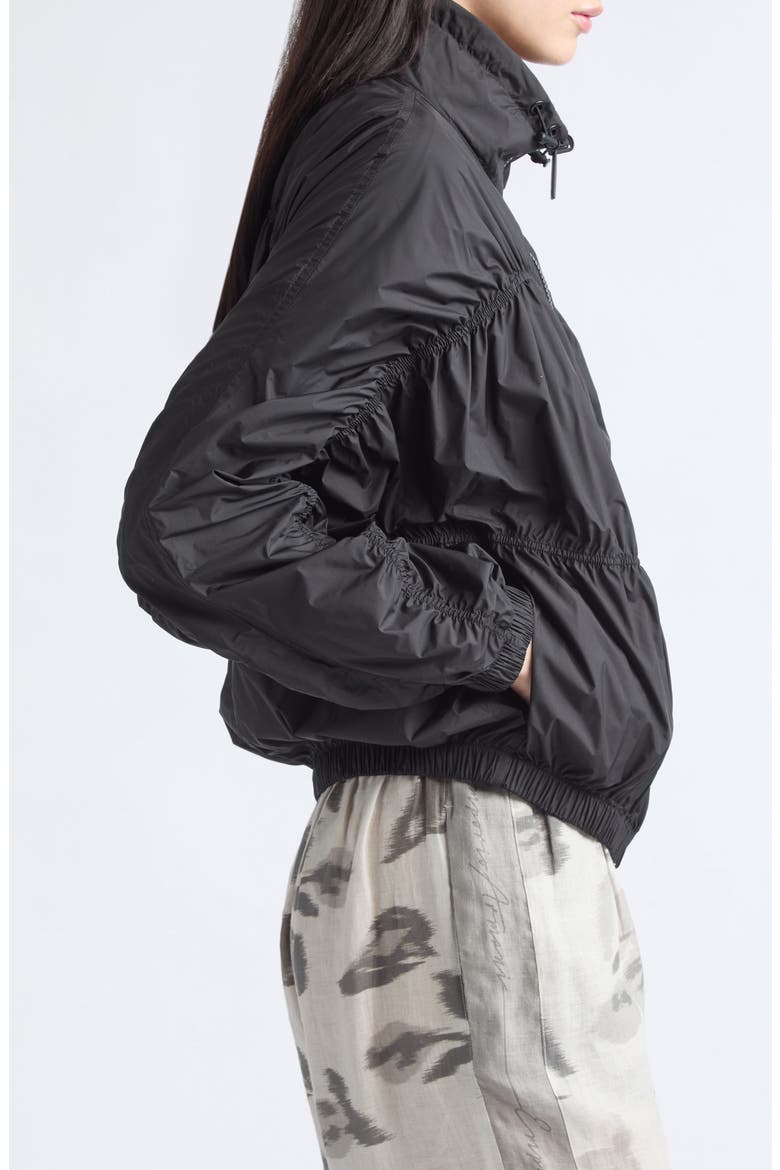 Gathered Zip Windbreaker, Alternate, color, SOLID BLACK