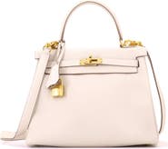 Pre-Owned Hermes Kelly Handbag Light Togo with Gold Hardware 25