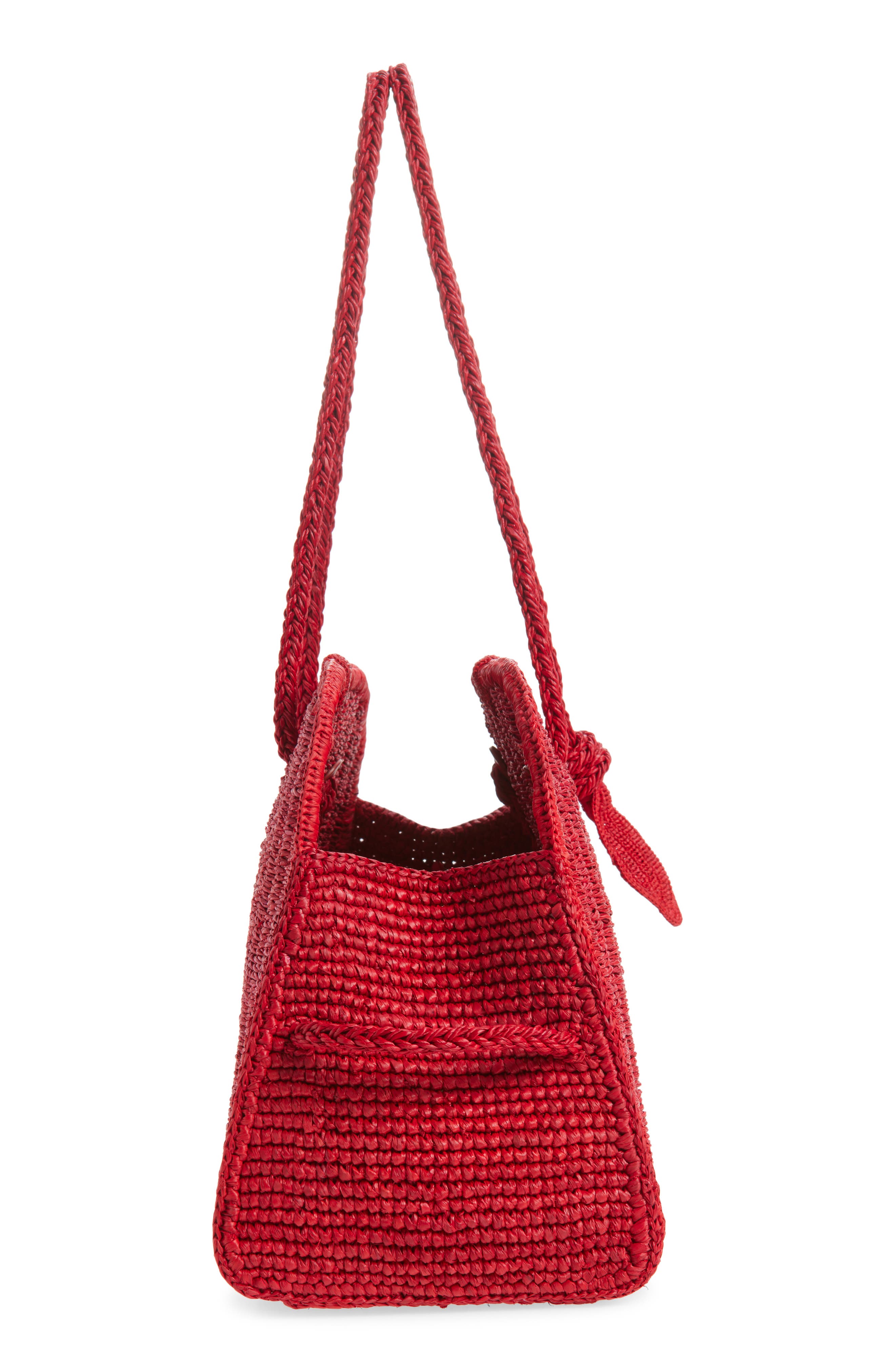 Jacquemus Le Turismo Raffia Bowling Bag, Alternate, color, Red 470