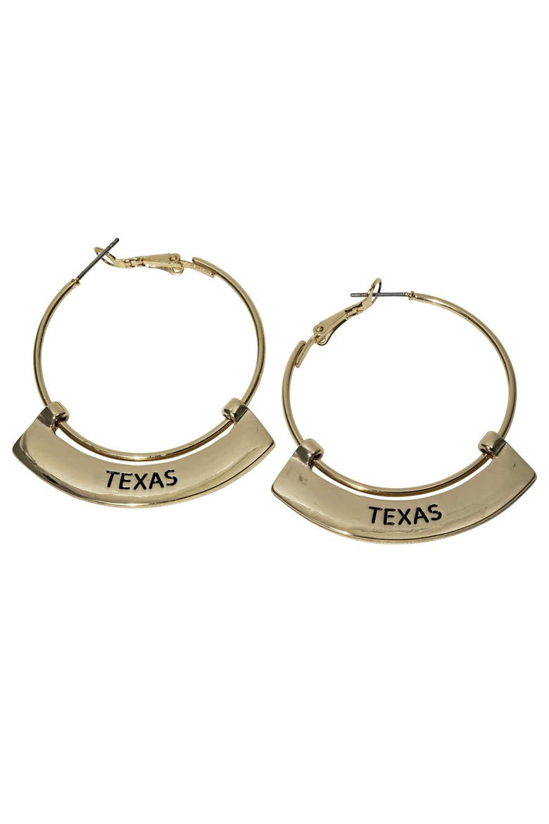 Texas Longhorns Weller Gold Hoop Earrings, Main, color, Gold