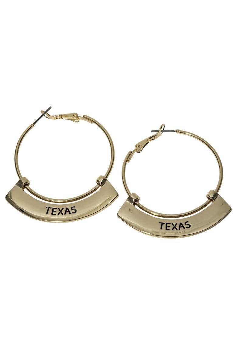 EMERSON STREET Texas Longhorns Weller Gold Hoop Earrings, Main, color, Gold