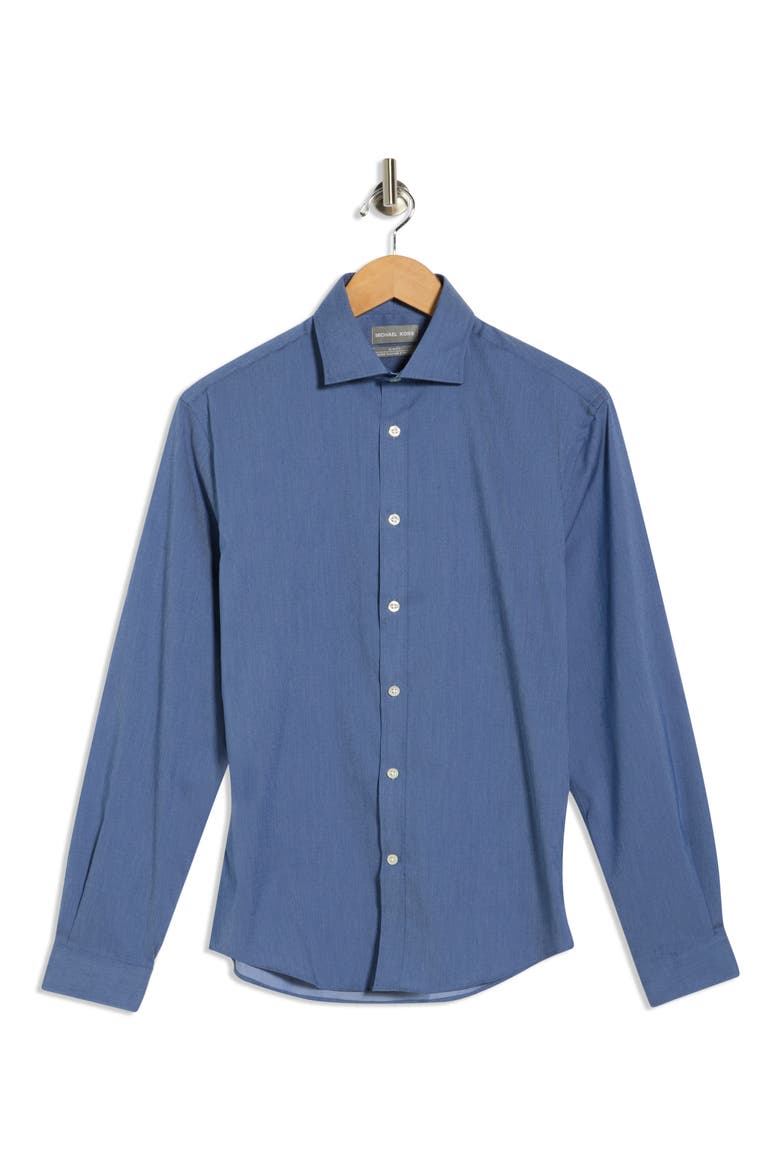 Solid Slim Fit Quick Dry Stretch Dress Shirt, Alternate, color, BLUE