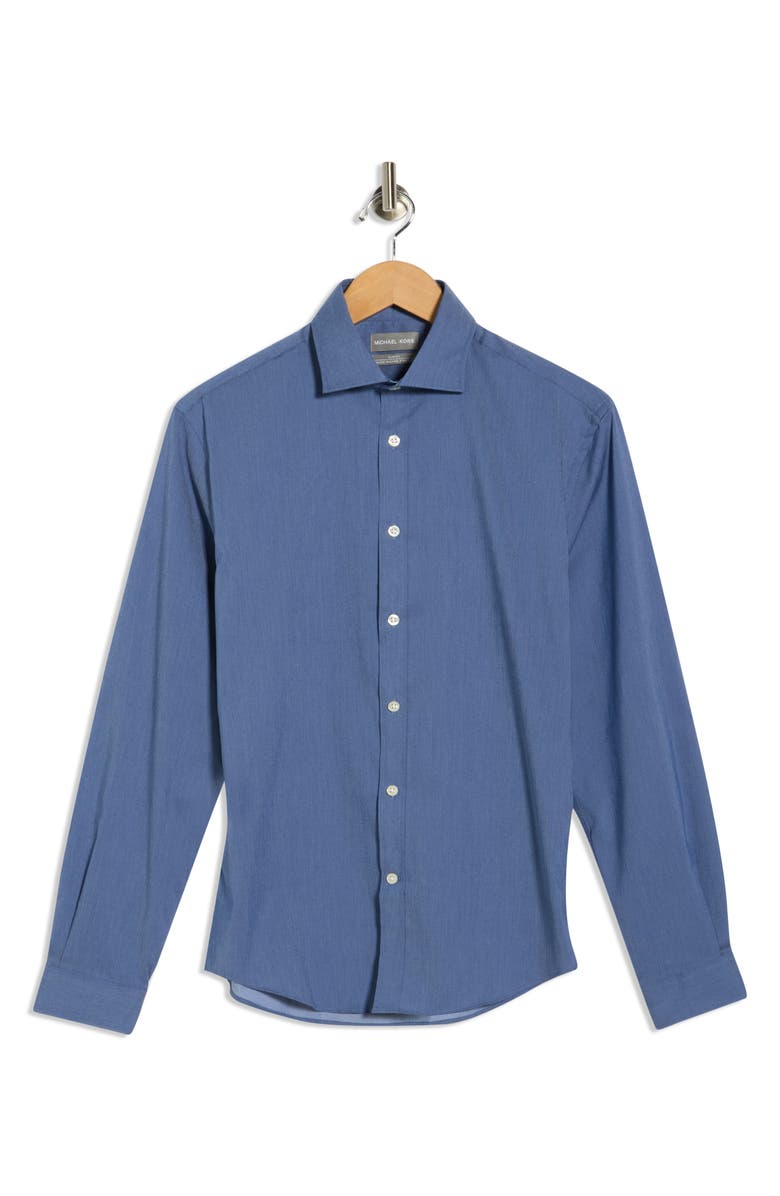 Michael Kors Solid Slim Fit Quick Dry Stretch Dress Shirt, Alternate, color, Blue