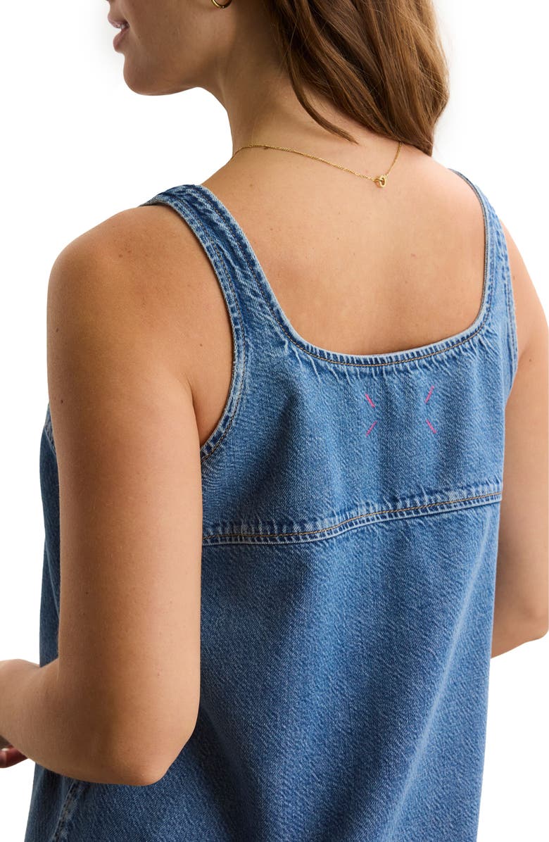 HATCH Collection The Kiley Denim Mini Maternity Dress, Alternate, color, Vintage Dream Blue