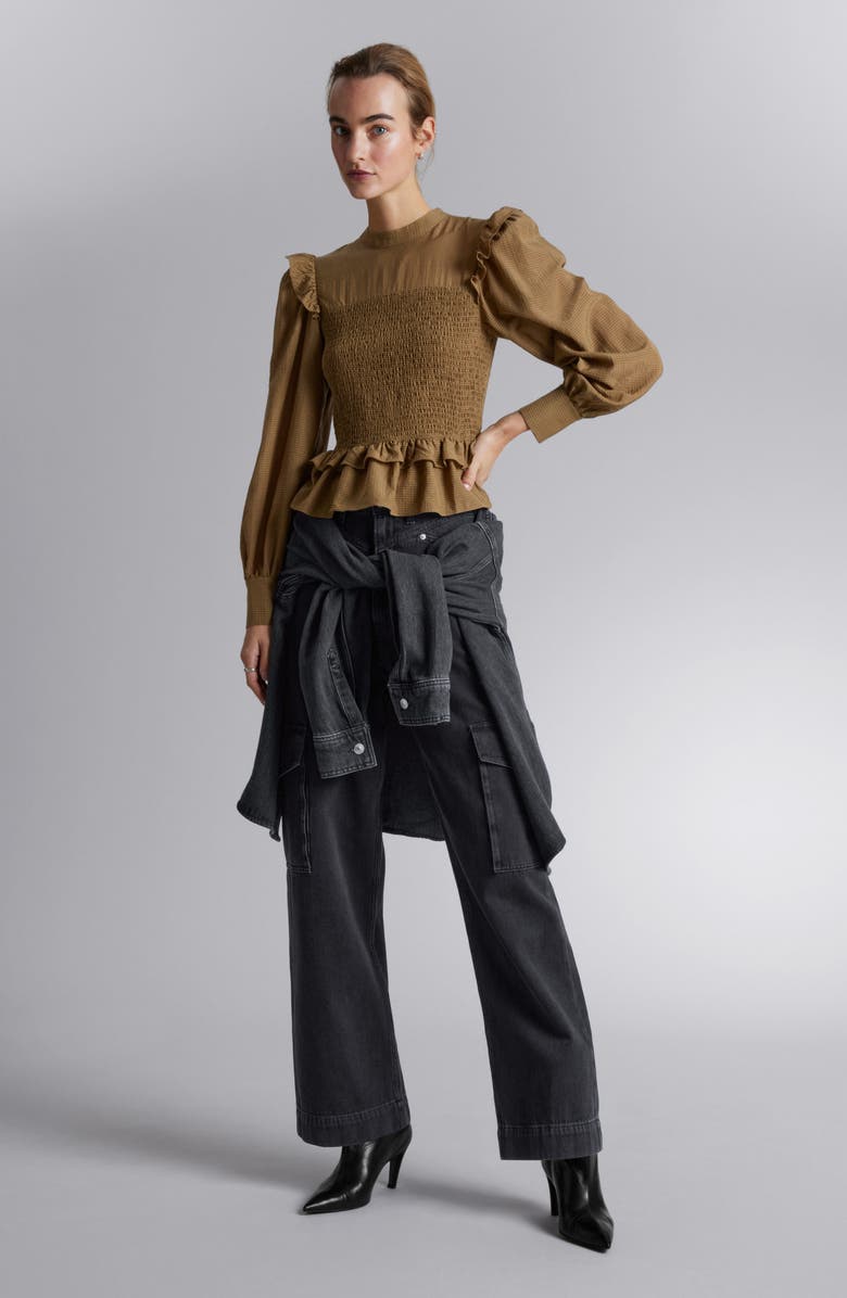 & Other Stories Floral Smocked Peplum Top, Alternate, color, 