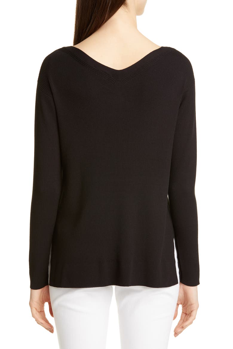 Wide V-Neck Tunic Sweater, Alternate, color, BLACK