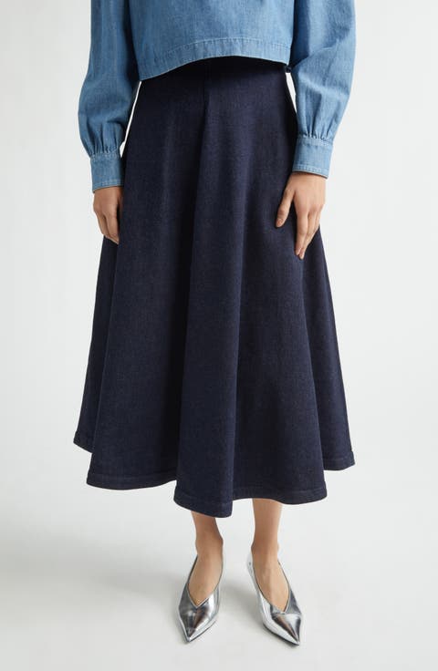 Varda Stretch Denim A-Line Skirt