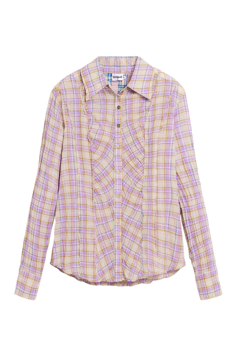 Check Print Button-Up Shirt, Alternate, color, PINK
