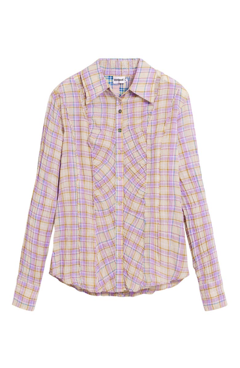 Desigual Check Print Button-Up Shirt, Alternate, color, 