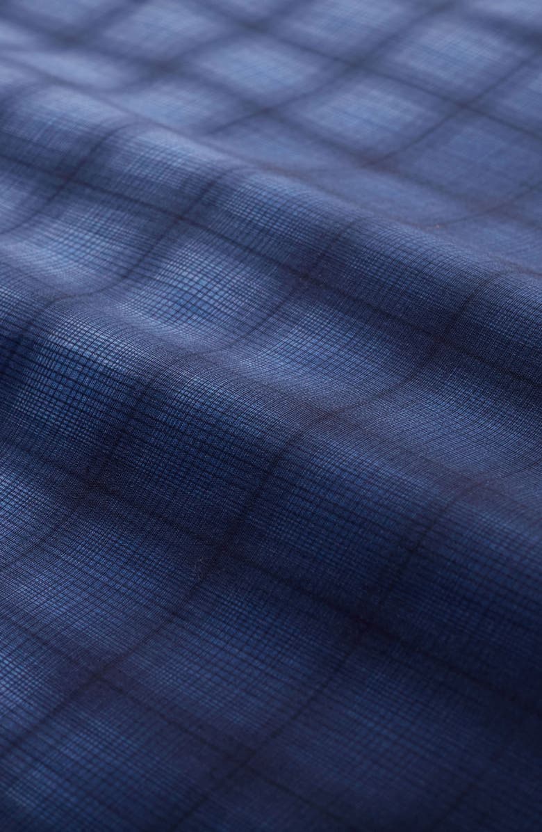 Bugatchi Julian Shaped Fit Gradient Check Stretch Button-Up Shirt, Alternate, color, Cobalt