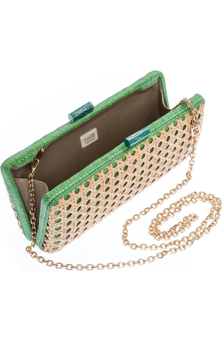 Rafe New York Alessandra Rattan Long Clutch, Alternate, color, Green