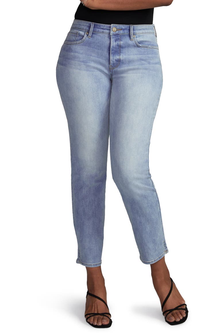 Side Slit Slim Straight Jeans, Main, color, BISCAYNE