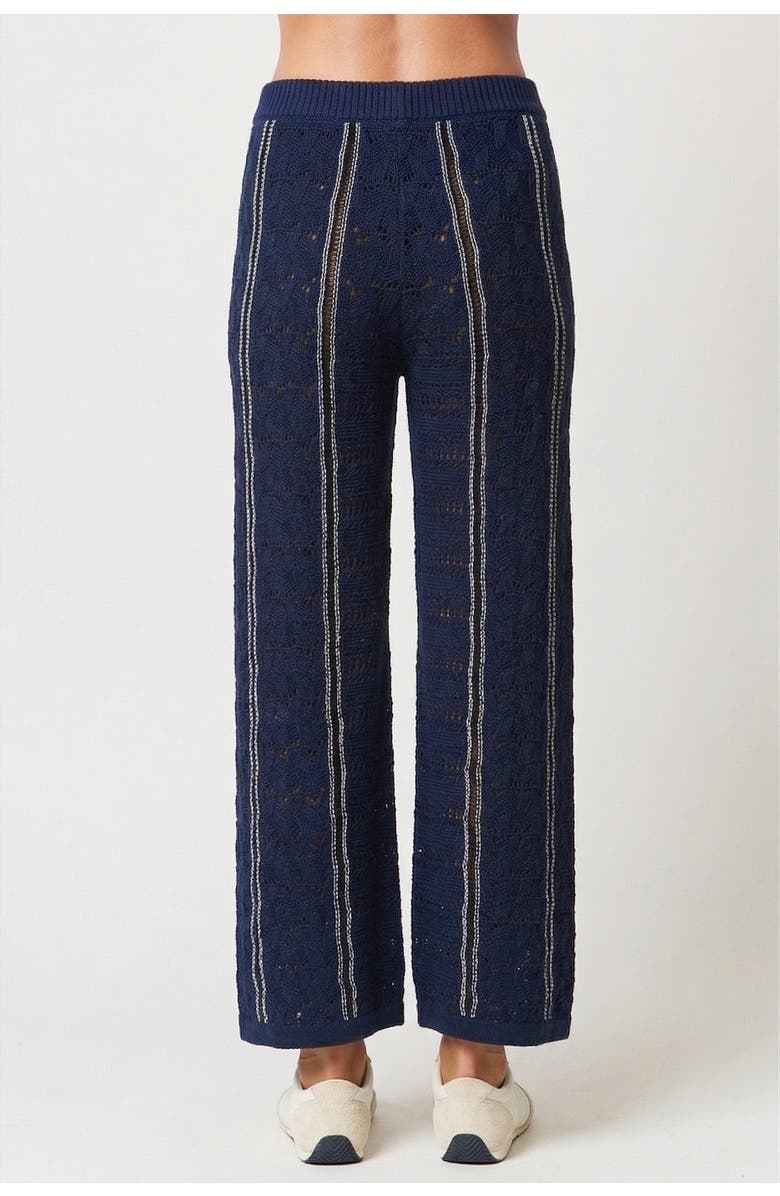 Central Park West Amber Novelty Stitch Sweater Pant, Alternate, color, Navy